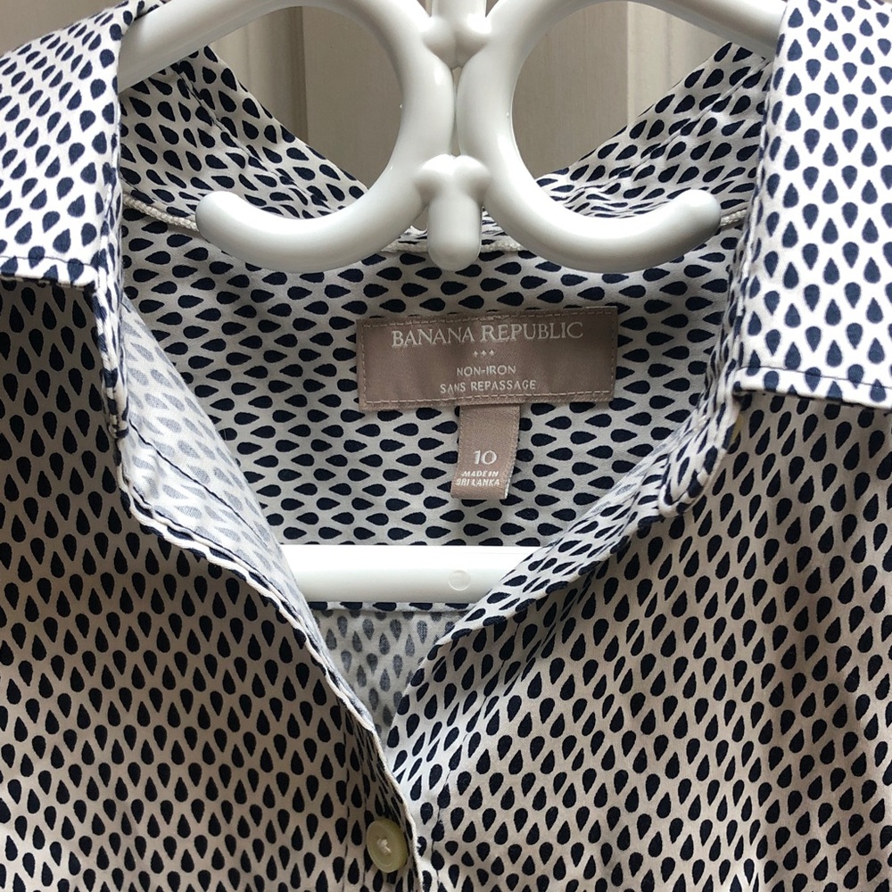 Banana Republic Navy Dot-Print Button-Up Shirt
